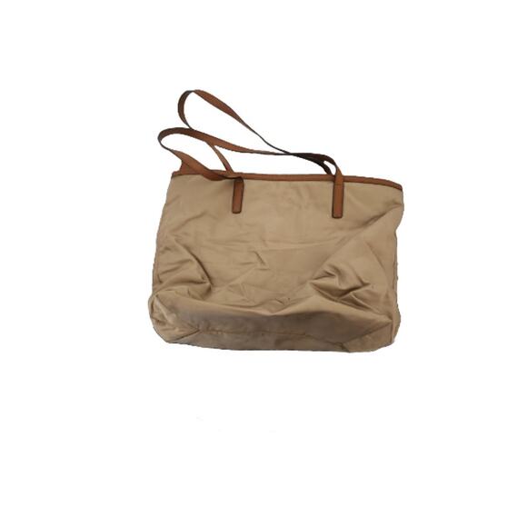 Michael Kors Nylon Tote Bag – Tan with Brown Trim, Gold Hardware - Picture 2 of 3